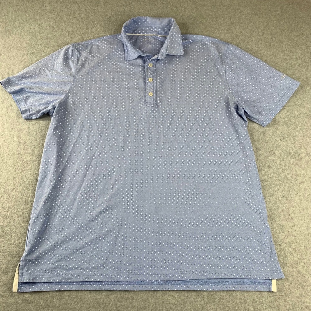 Johnnie-O Polo Shirt Mens L Blue Polka Dot Old American Golf Club Performance